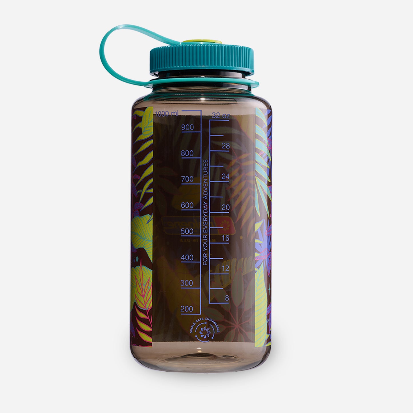 1L Wide Mouth Psychedelic Botanical Print Bottle