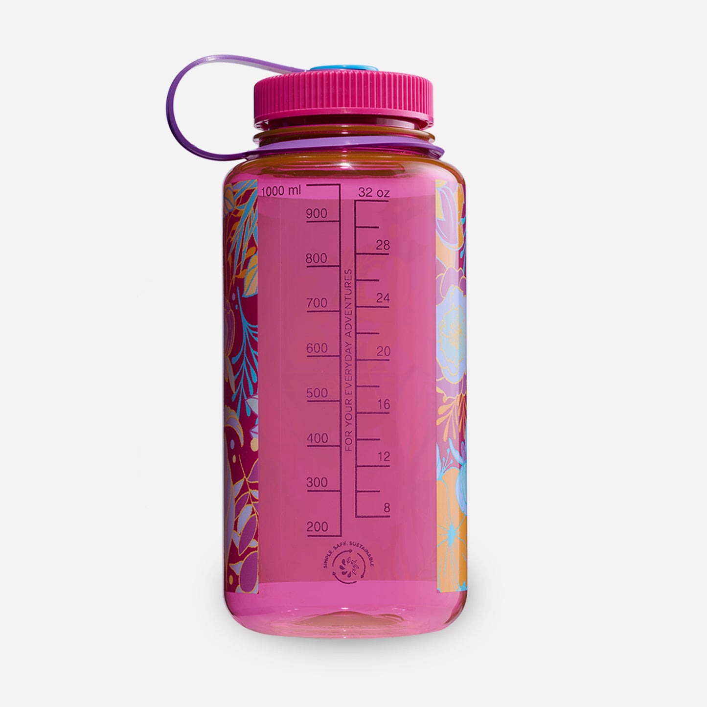 1L Wide Mouth Psychedelic Botanical Print Bottle